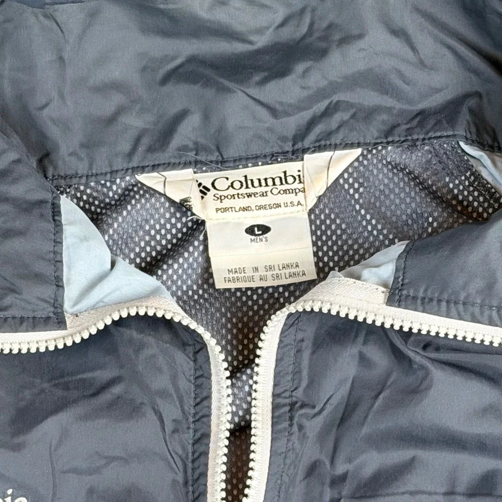 Columbia Mens Packable Windbreaker Jacket Hooded Tan Black Size L Large